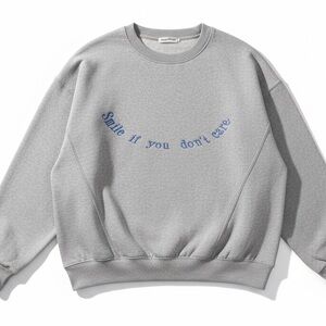 Urban Outfitters Gray Crewneck Sweater “SMILE IF YOU DON’T CARE”